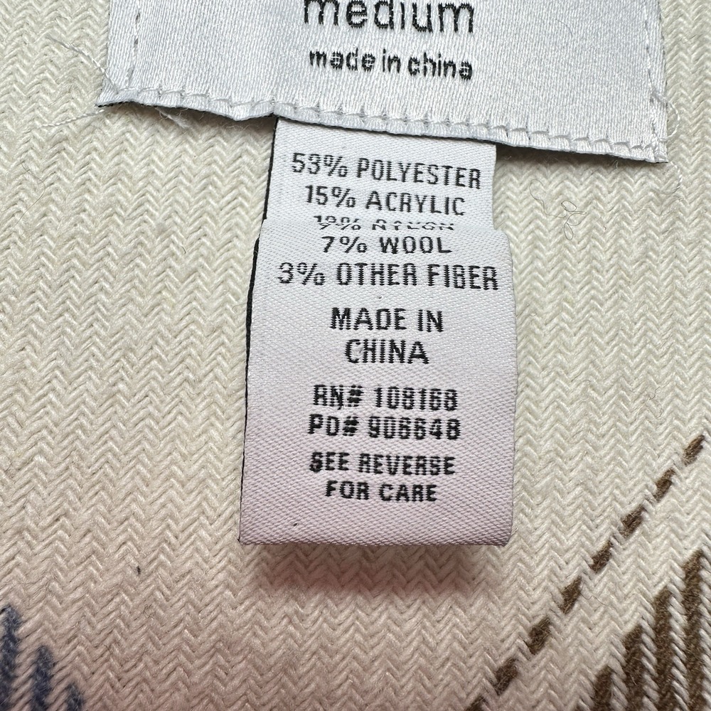RSQ Plaid Wool Blend Shacket Jacket Medium Brown Blue Cream Oversized Workwear - Picture 9 of 14